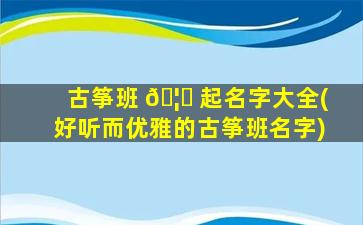 古筝班 🦅 起名字大全(好听而优雅的古筝班名字)
